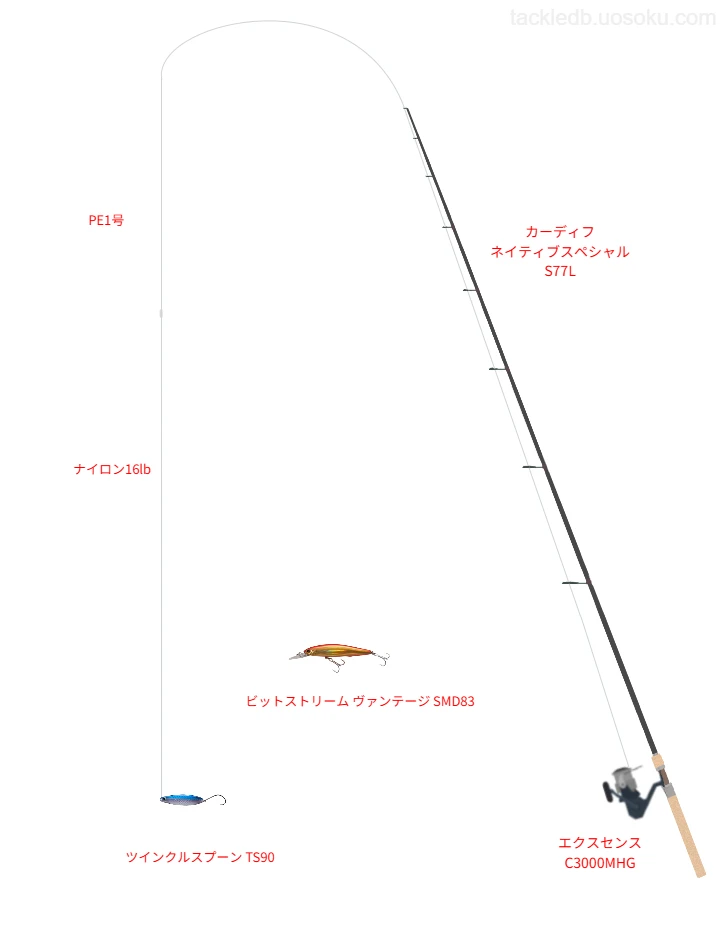 ツインクルスプーン TS90を使うトラウトタックル【カーディフ ネイティブスペシャル S77L】