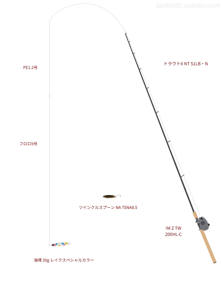 海晴 30g レイクスペシャルカラーにおすすめのトラウトタックル【トラウトX NT 51LB・N】
