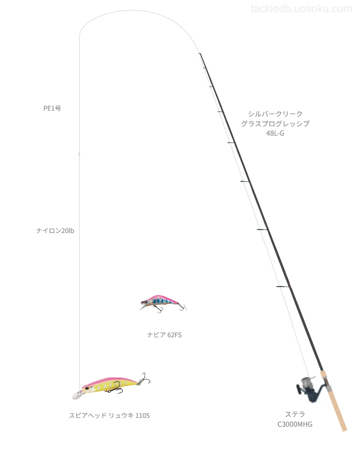 21.0gのルアーを扱うトラウトタックル【シルバークリーク グラスプログレッシブ 48L-G】