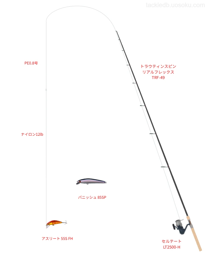 上級者向けトラウトタックル。トラウティンスピン リアルフレックス TRF-49とダイワのリール