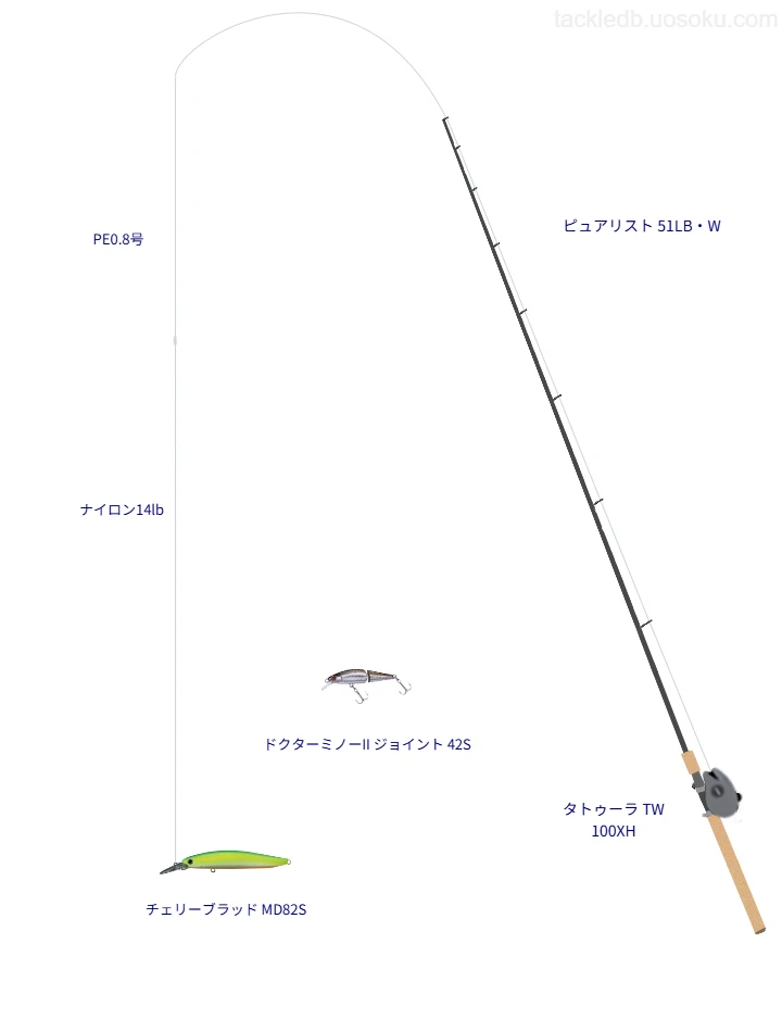 ピュアリスト 51LB・Wとタトゥーラ TW 100XH,チェリーブラッド MD82Sによるトラウトタックル【仮想インプレ】