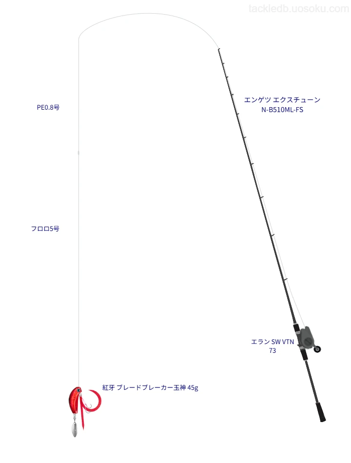 エンゲツ エクスチューン N-B510ML-FSとPE0.8号ラインによるタイラバタックル