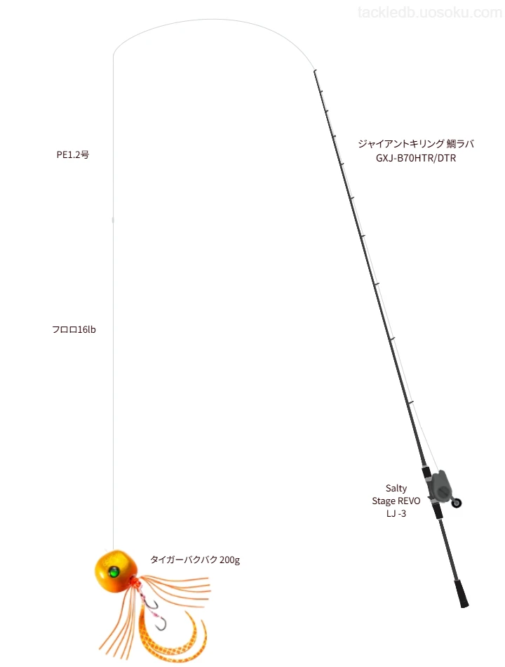 タイガーバクバク 200gのためのタイラバタックル