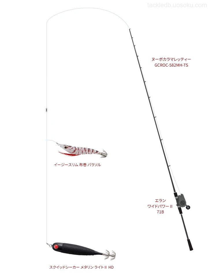 ヌーボカラマレッティー GCROC-582MH-TSとPE0.8号ラインによるイカメタルタックル