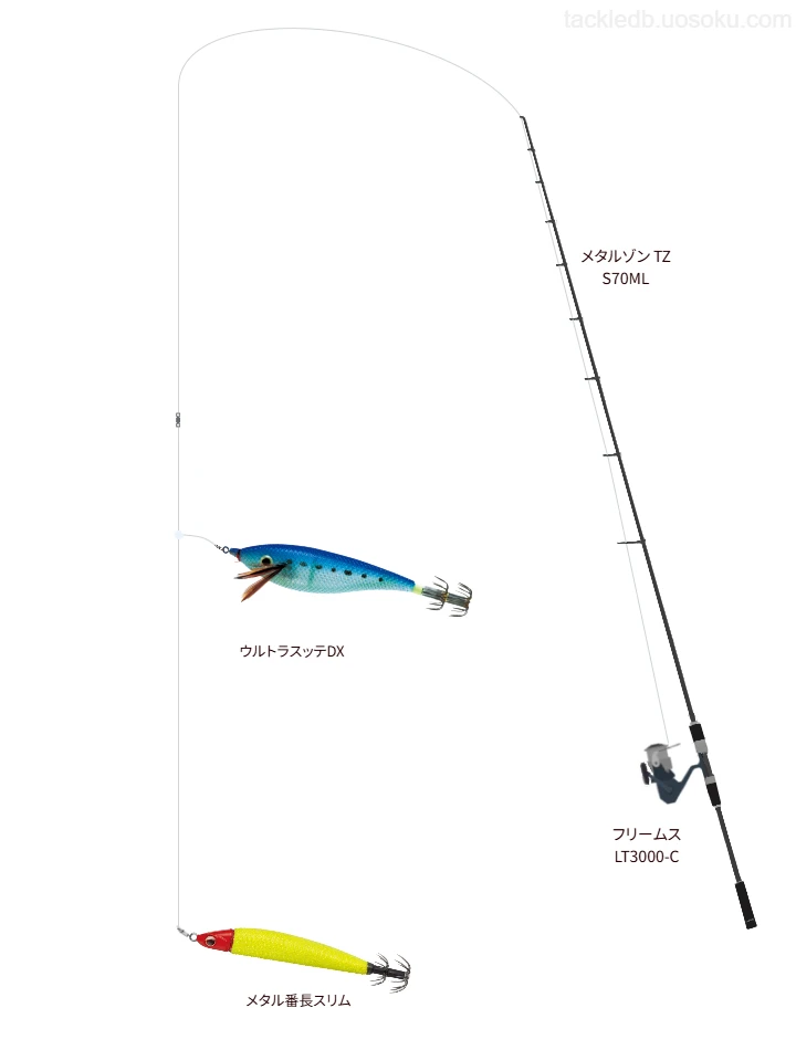 GESO TSR X8 0.8号とエメラルダス フロロリーダー X’LINK 3号を使用したイカメタルタックル【メタルゾン TZ S70ML】