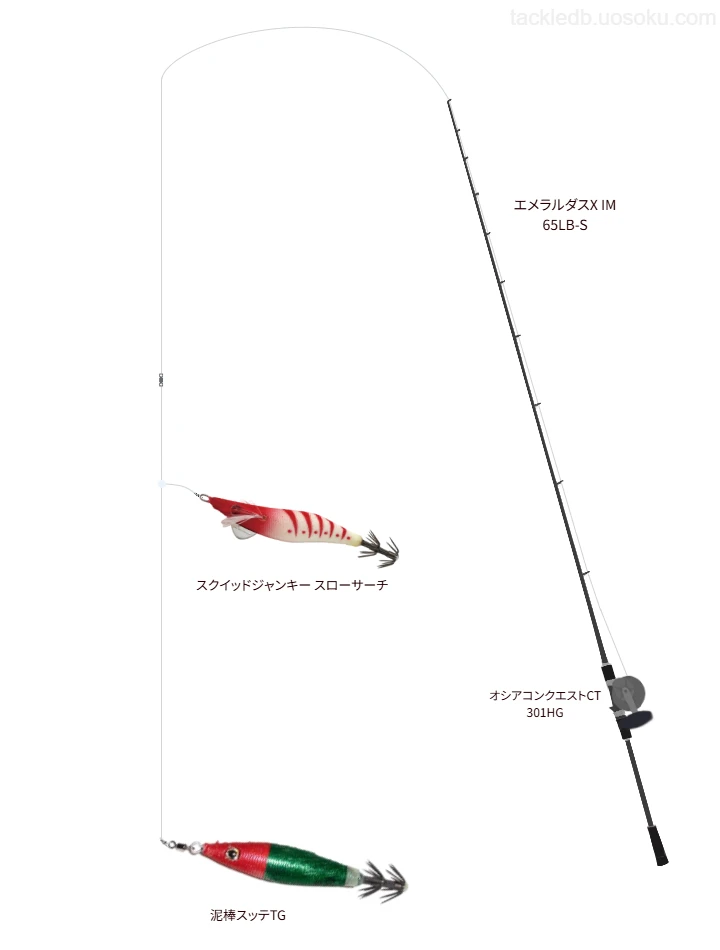 【Vインプレ】泥棒スッテTG用イカメタルタックル【エメラルダスX IM 65LB-S】