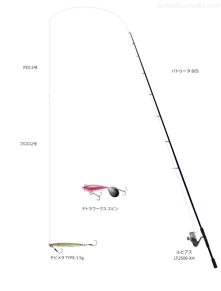 バトゥータ 80Sとルビアス LT2500-XHを組み合わせたライトゲームタックル【仮想インプレ】