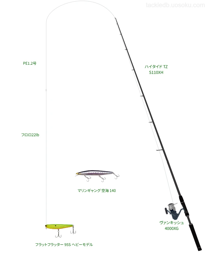ハイタイド TZ S110XH,ヴァンキッシュ 4000XG,ジグミノーを使うヒラスズキタックル【仮想インプレ】