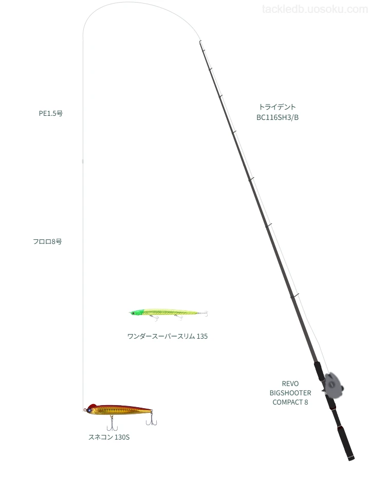 トライデント BC116SH3/Bとアブガルシアのリールでスネコン 130Sを使用するタックル