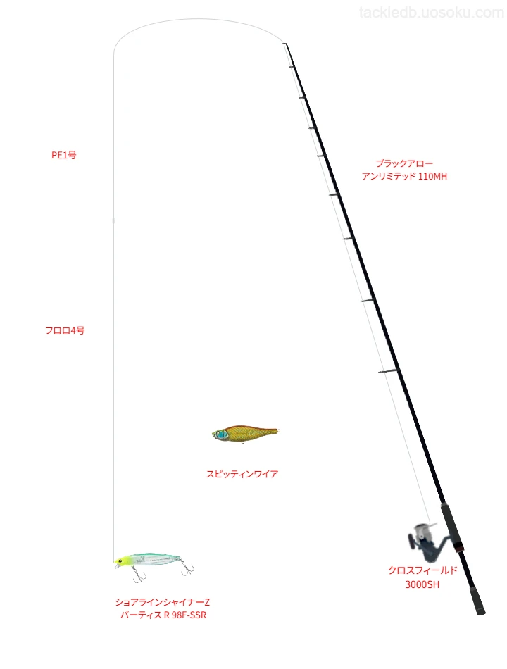 【長崎鼻】 バーティス R 98F-SSRにおすすめのヒラスズキタックル【ブラックアロー アンリミテッド 110MH】