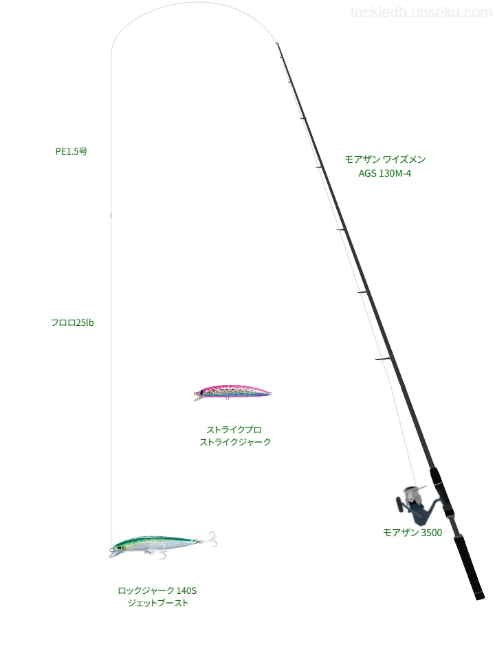 モアザン 3500にモアザン ワイズメン AGS 130M-4を合わせるヒラスズキタックル【イカトリバエ】