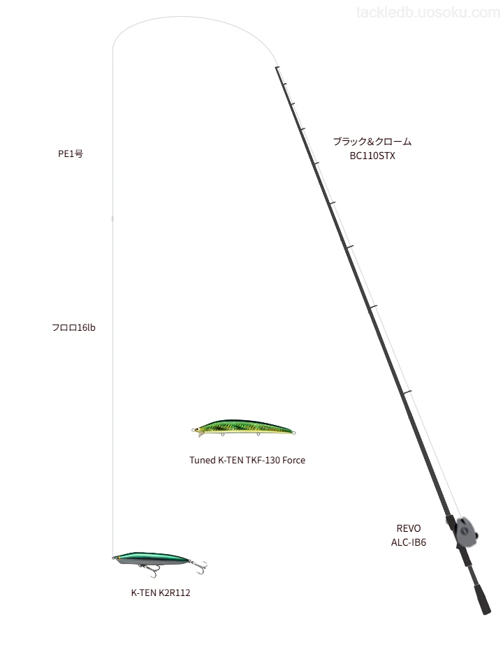 【大ヶ瀬】K-TEN K2R112を使うヒラスズキタックル【ブラック＆クローム BC110STX】