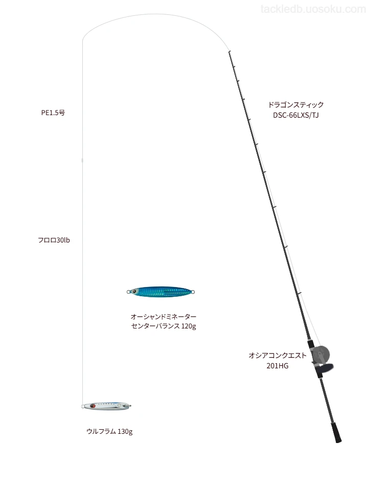 ピットブル 12 1.5号とショックリーダー [フロロカーボン] 30lbを使用したジギングタックル【ドラゴンスティック DSC-66LXS/TJ】