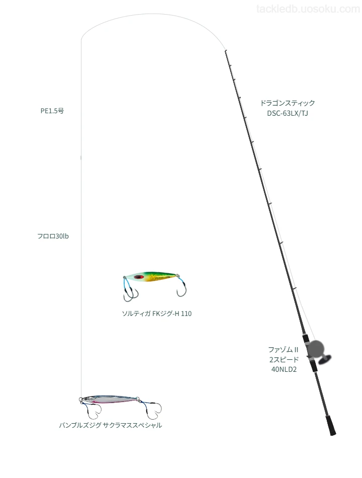 ファゾムⅡ 2スピード 40NLD2にドラゴンスティック DSC-63LX/TJを合わせるジギングタックル【大阪湾】