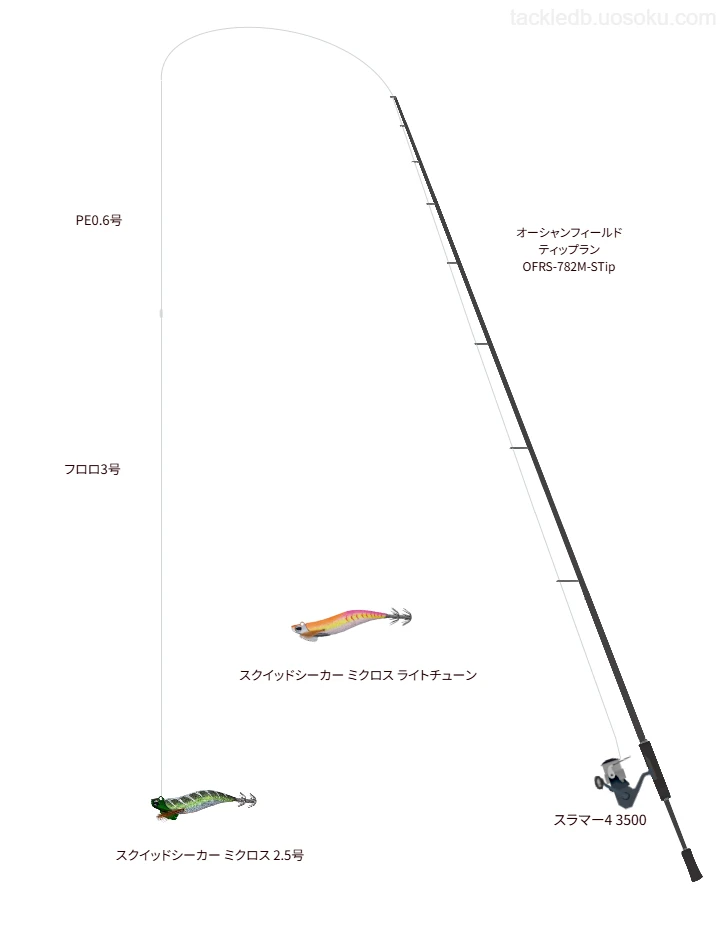 ボートエギング・ティップランに関するタックル、仕掛け図解
