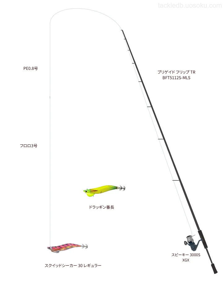 【明石沖】スクイッドシーカー 30 レギュラーを使うボートエギングタックル【ブリゲイド フリップ TR BFT5112S-MLS】