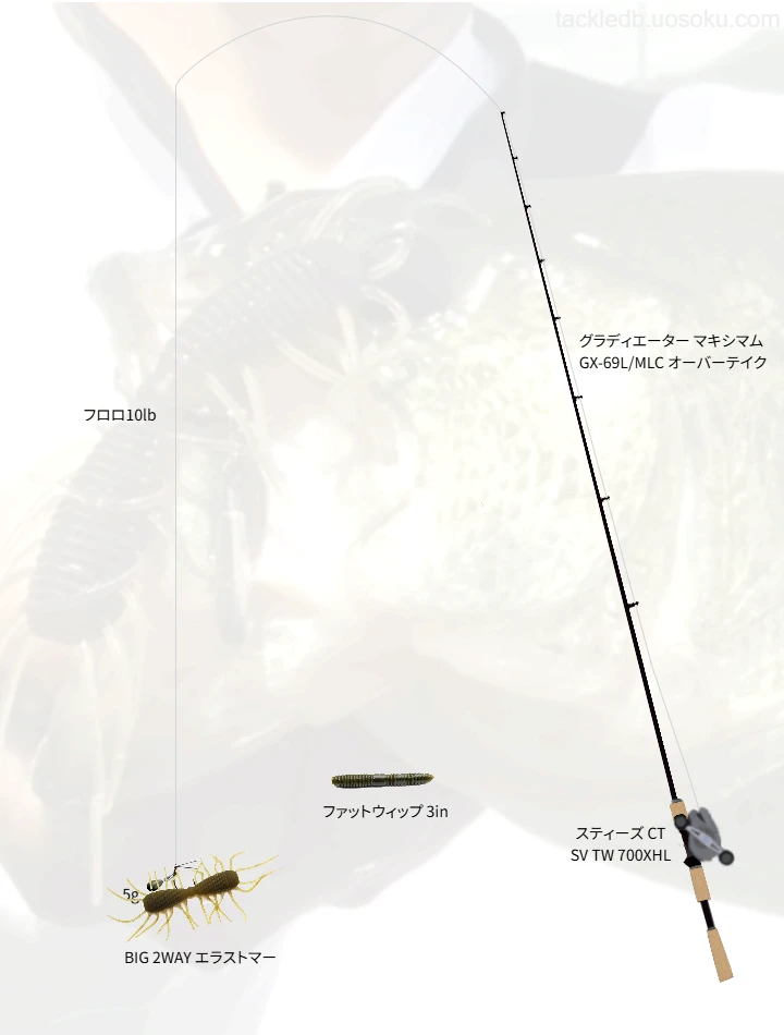 アフターのエビ喰いバスにはBIG 2WAY エラストマーのモリケンリグが超効果的