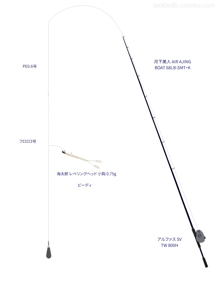 月下美人 AIR AJING BOAT 68LB-SMT・Kとダイワのリールでビーディを使用するタックル