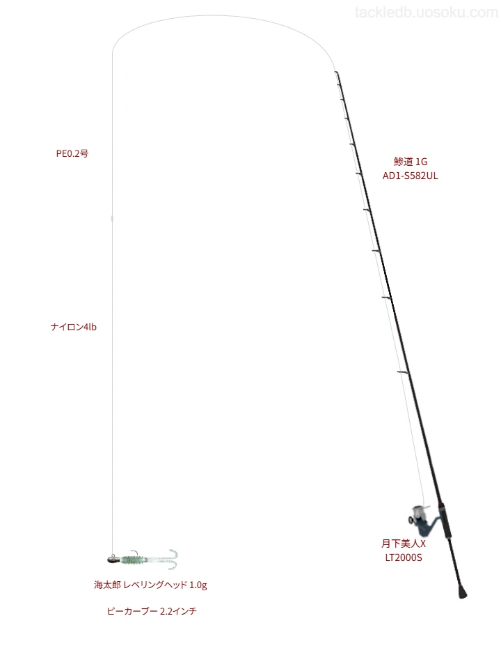 鯵道 1G AD1-S582ULと月下美人X LT2000S,PE0.2号によるアジングタックル