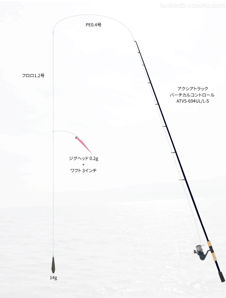 ボートアジングに関するタックル、仕掛け図解