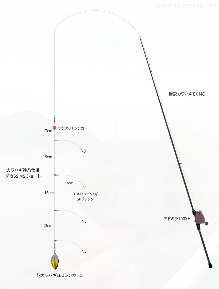 船カワハギに関するタックル、仕掛け図解