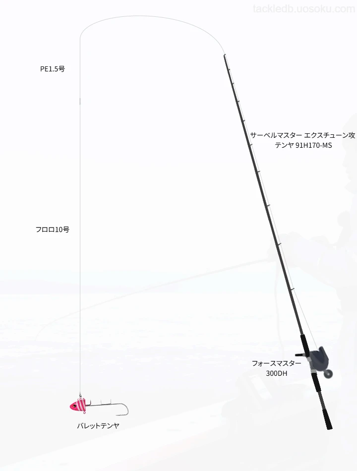 テンヤタチウオに関するタックル、仕掛け図解