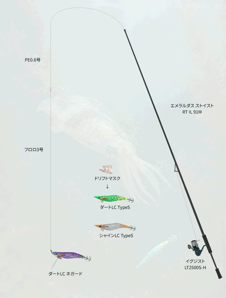 エギングに関するタックル、仕掛け図解