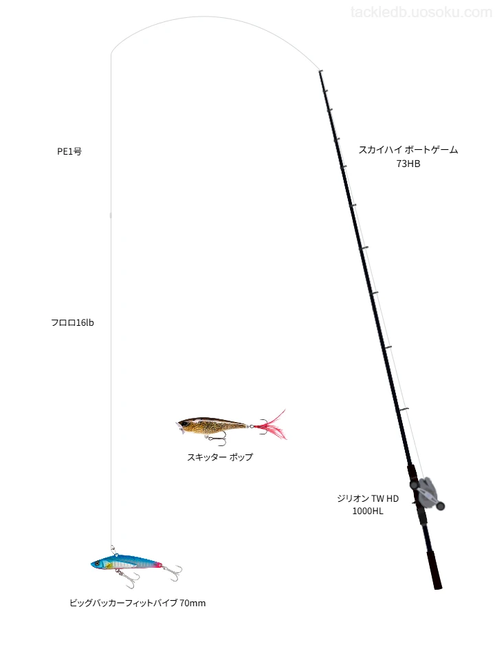 ビッグバッカーフィットバイブ 70mmのためのボートシーバスタックル【伊勢湾】