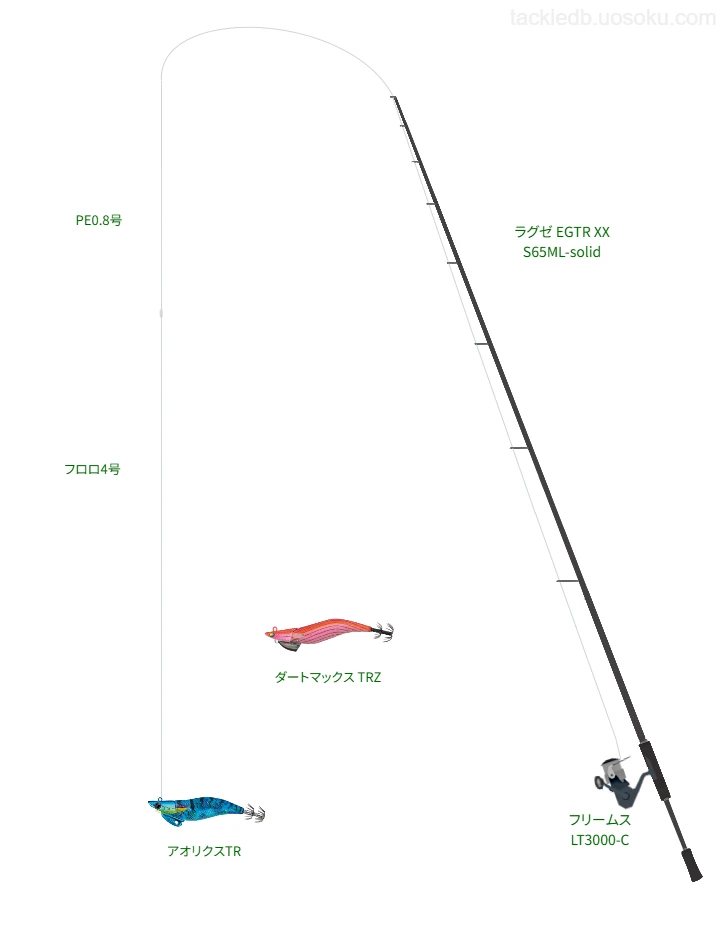 【ボートエギングタックル】ラグゼ EGTR XX S65ML-solidとフリームス LT3000-C