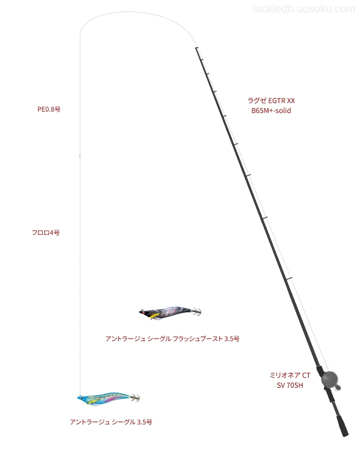 ラグゼ EGTR XXB65M+-solidとミリオネア CT SV 70SHを組み合わせたボートエギングタックル【仮想インプレ】