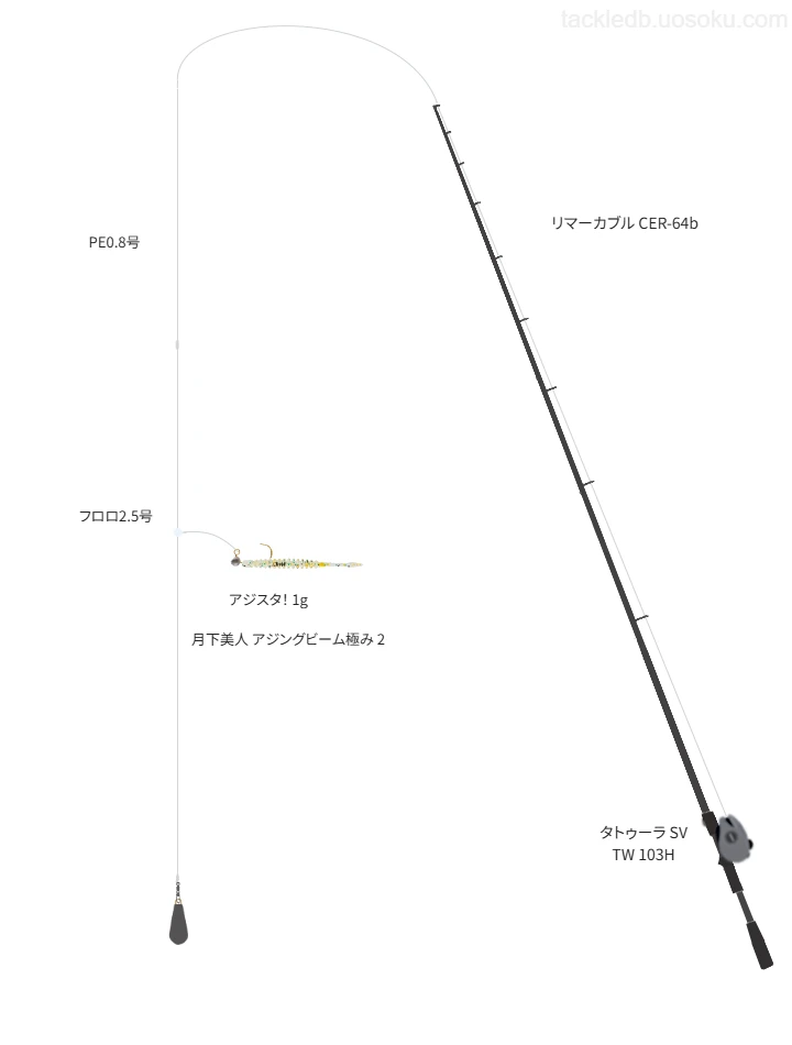 ボートアジングに関するタックル、仕掛け図解