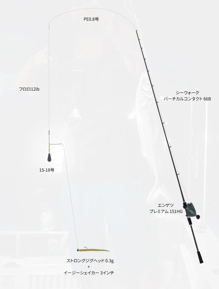 ボートアジングに関するタックル、仕掛け図解