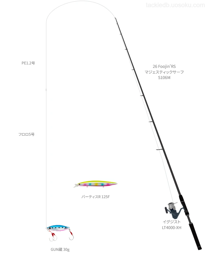 GUN蔵 30gを扱うためのタックル【26 Foojin’RS マジェスティックサーフ S106M】