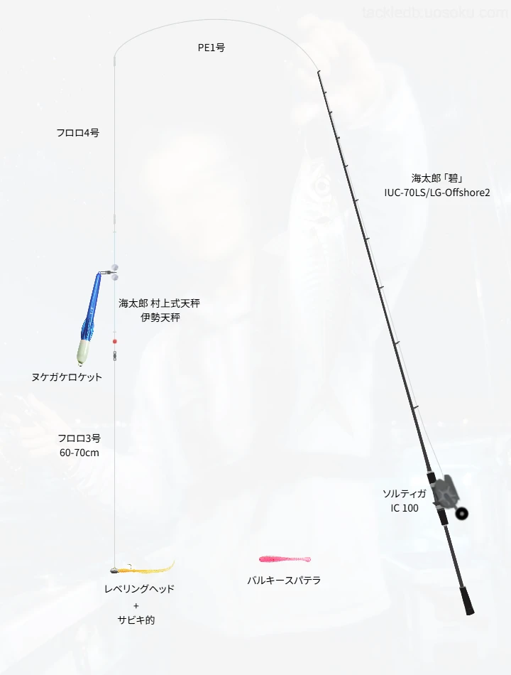 ボートアジングに関するタックル、仕掛け図解