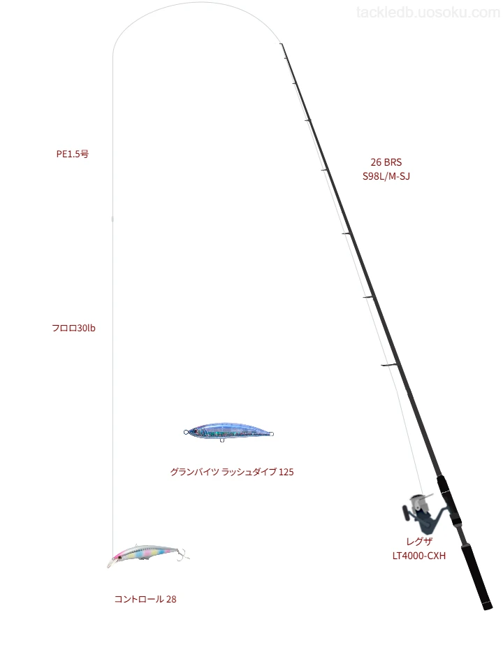【大浜漁港】コントロール 28を使うタックル【26 BRS S98L/M-SJ】