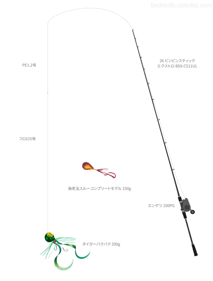 【別府湾】タイガーバクバク 200gを使うタックル【26 ビンビンスティック エクストロ BSX-C511UL】