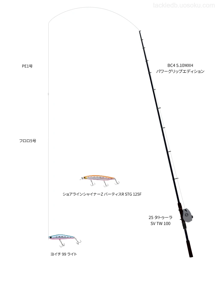 BC4 5.10MXH パワーグリップエディションと25 タトゥーラ SV TW 100を組み合わせたタックル【仮想インプレ】