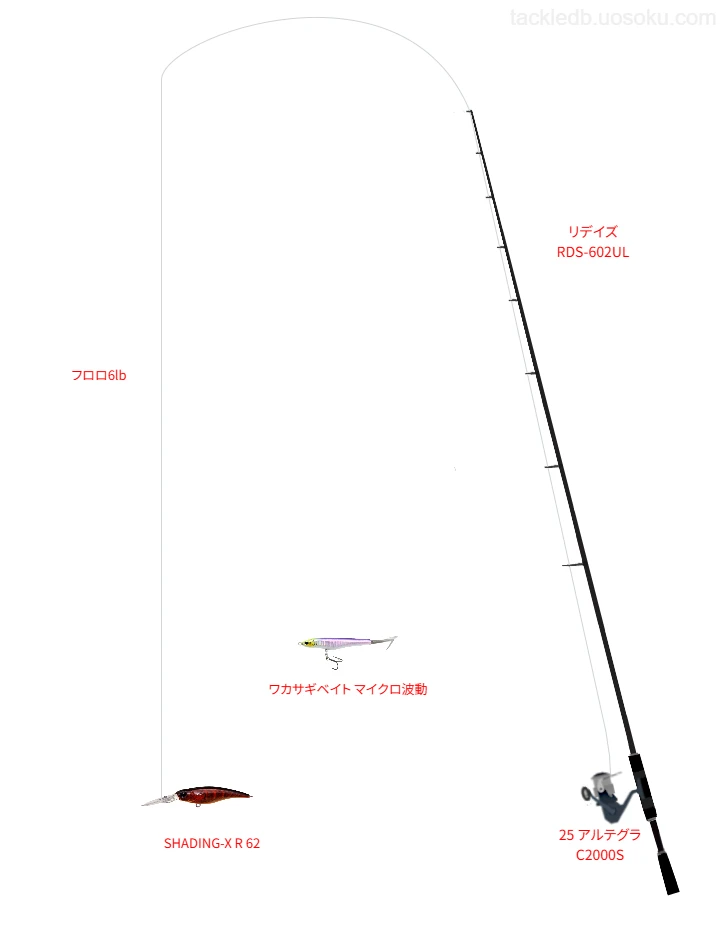 【矢筈ダム】SHADING-X R 62におすすめのタックル【リデイズ RDS-602UL】