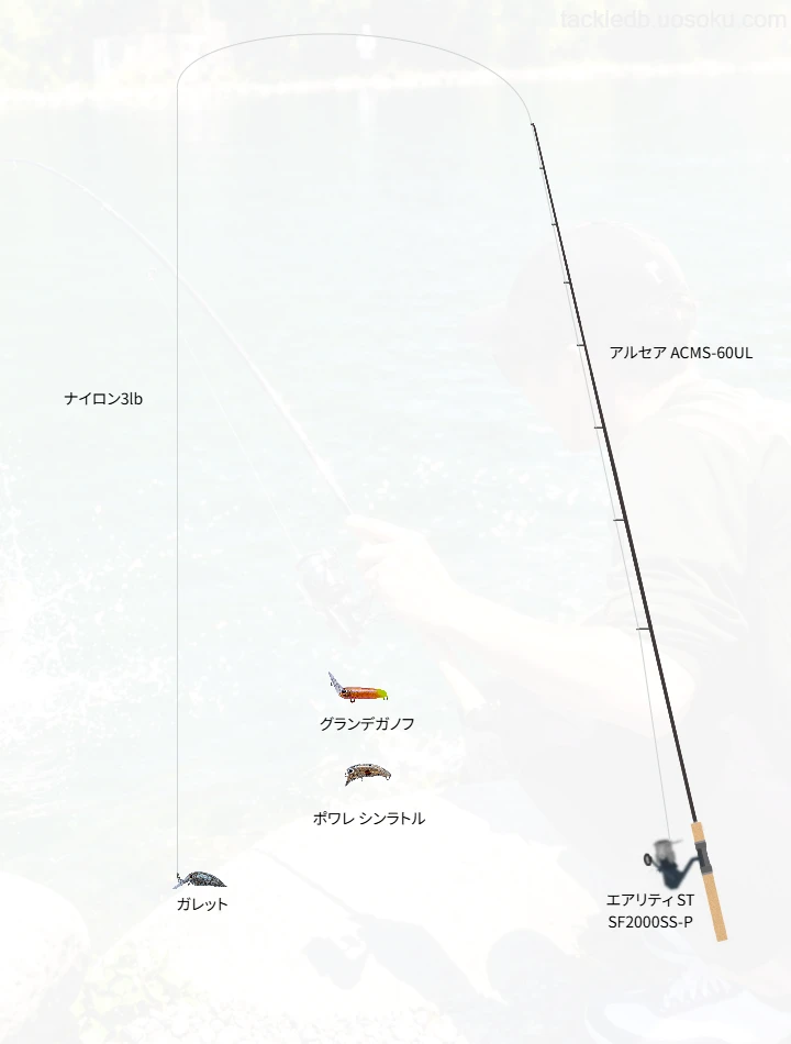 エリアトラウトに関するタックル、仕掛け図解