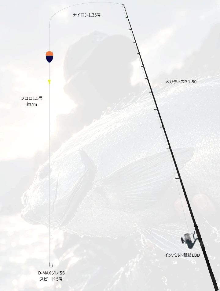 上物・ウキフカセ釣りに関するタックル、仕掛け図解